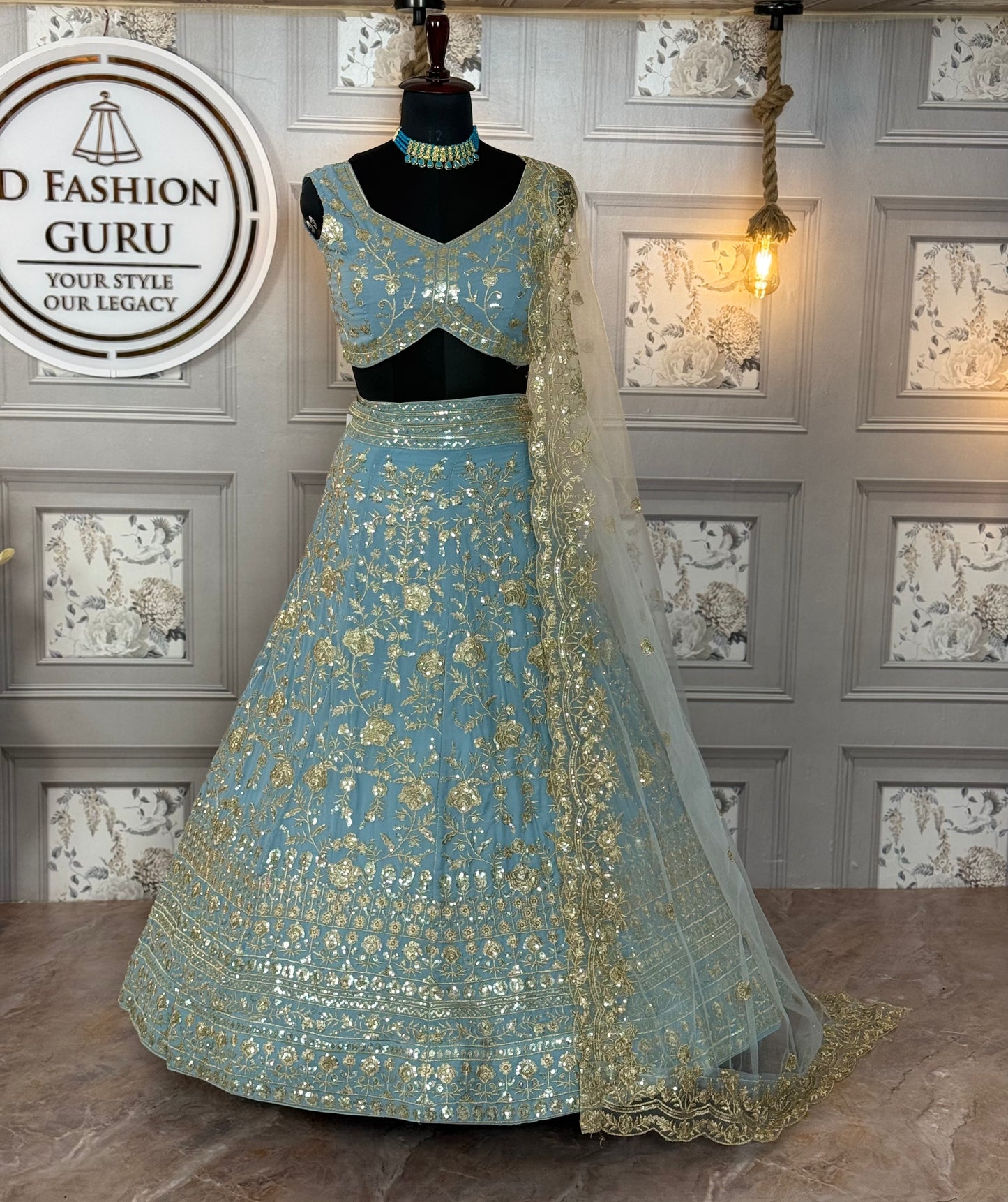 Premium Embroidered Faux Georgette Lehenga Set