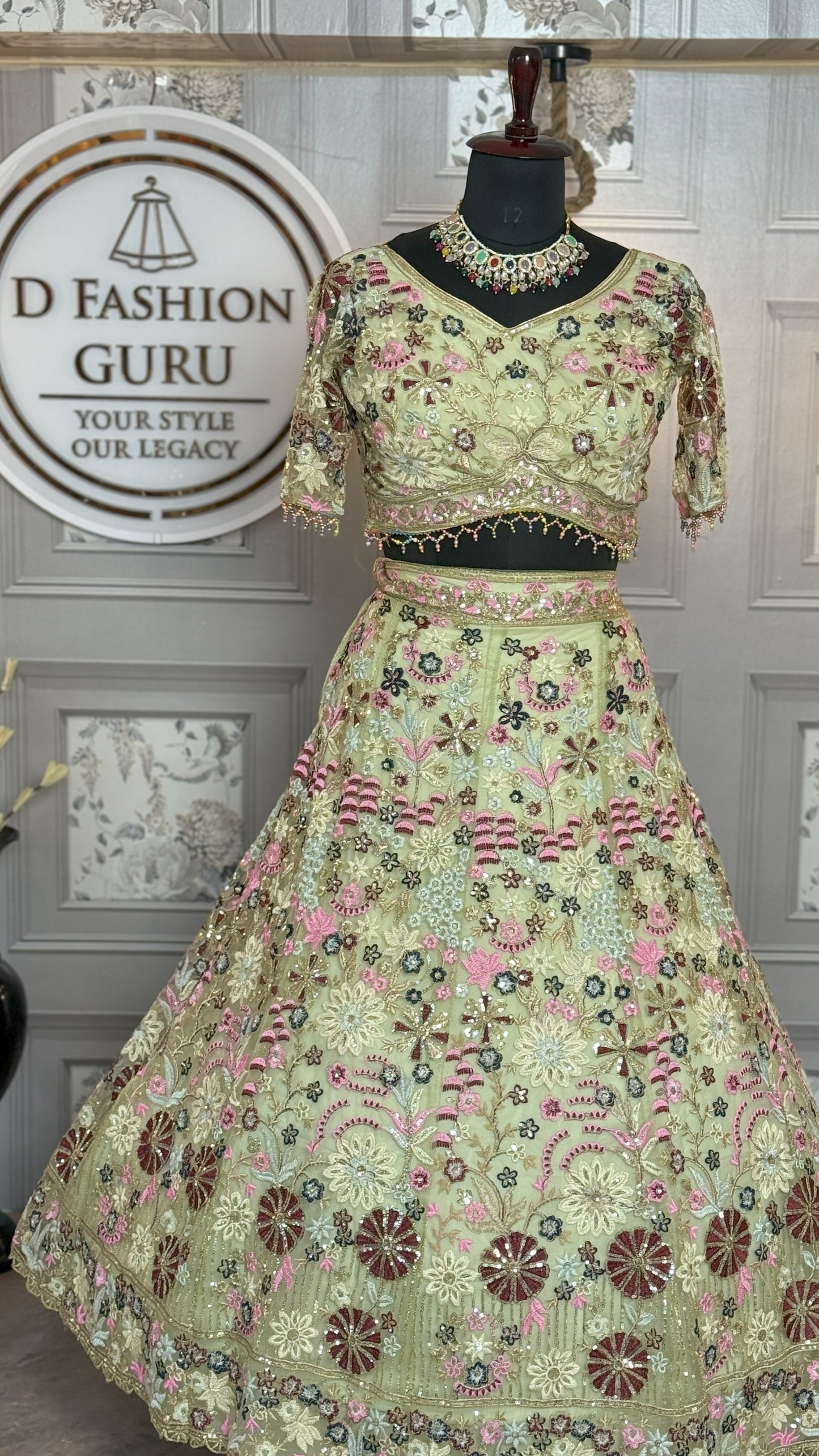 🌟 Grand Sparkle Soft Net Lehenga Set-1776-Beige 🌟