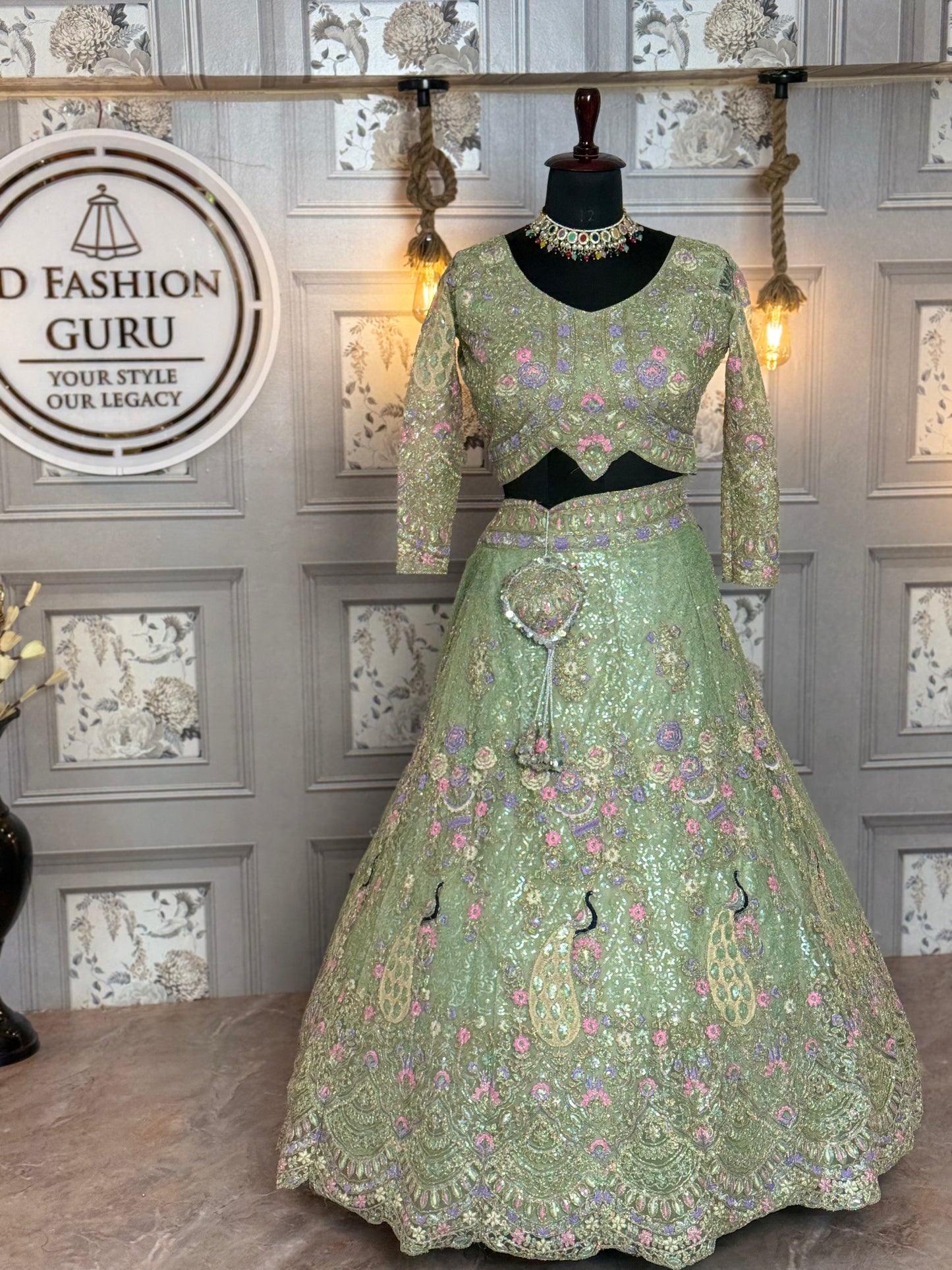 sky green colour Semi-Stitched Butterfly Net Lehenga with Coding Sequins Work