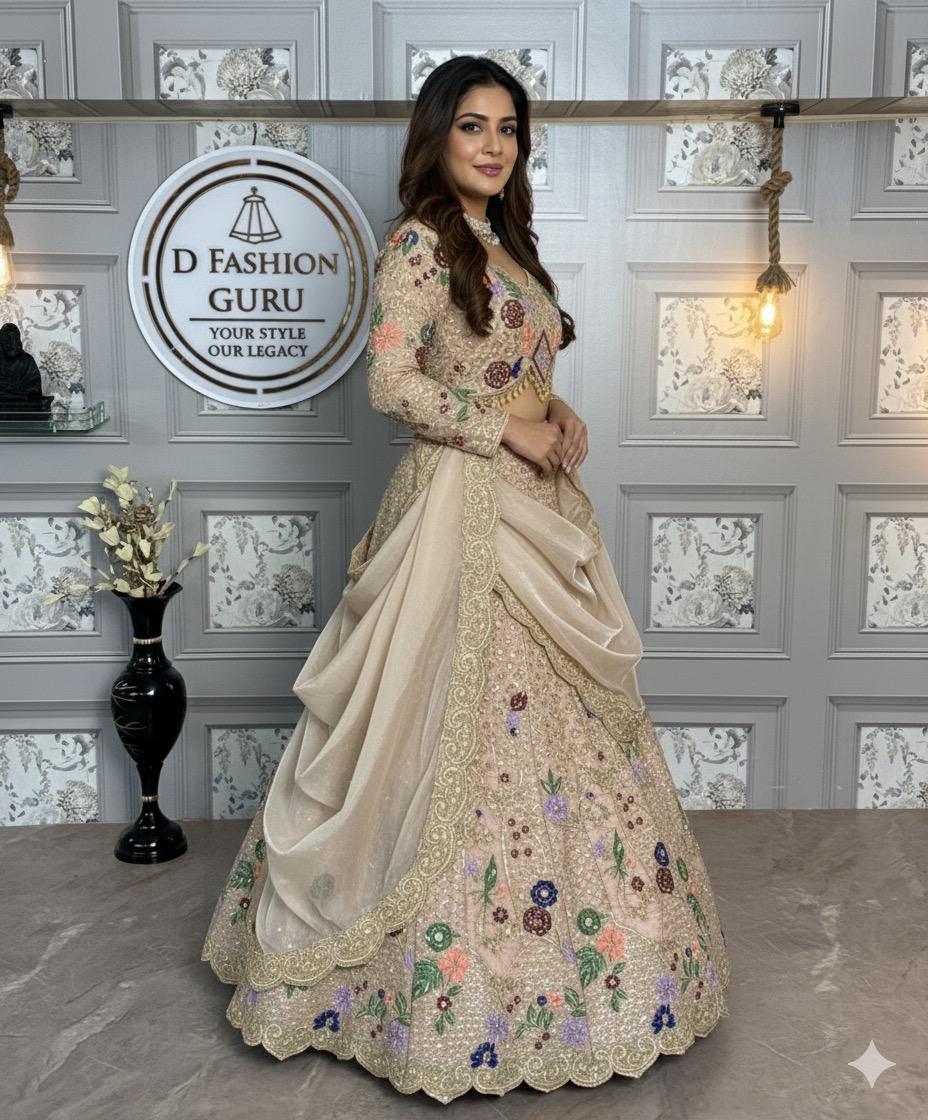 Designer Jimmy Chu Sequins Embroidered Lehenga Set with Dupatta