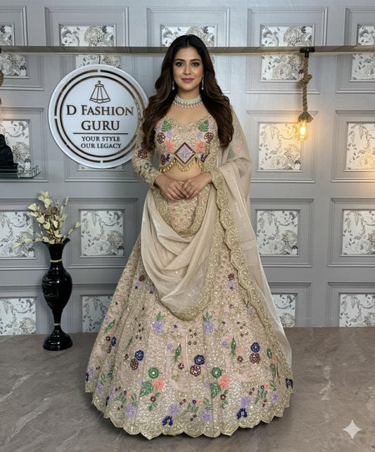 Designer Jimmy Chu Sequins Embroidered Lehenga Set with Dupatta