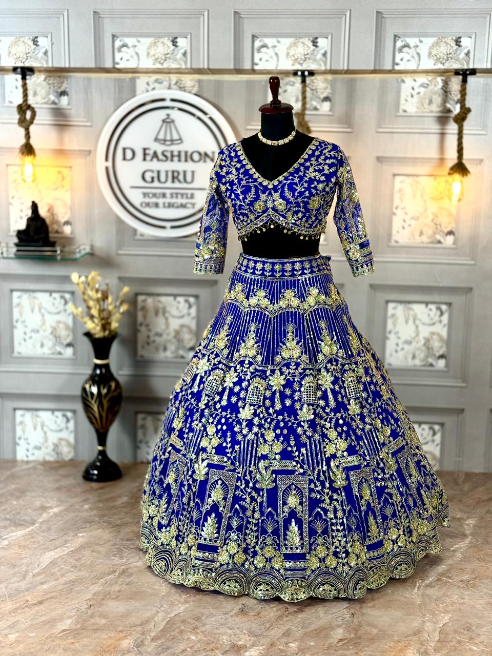 Premium Soft Net Lehenga with Coding Sequins Embroidery & Matching Dupatta