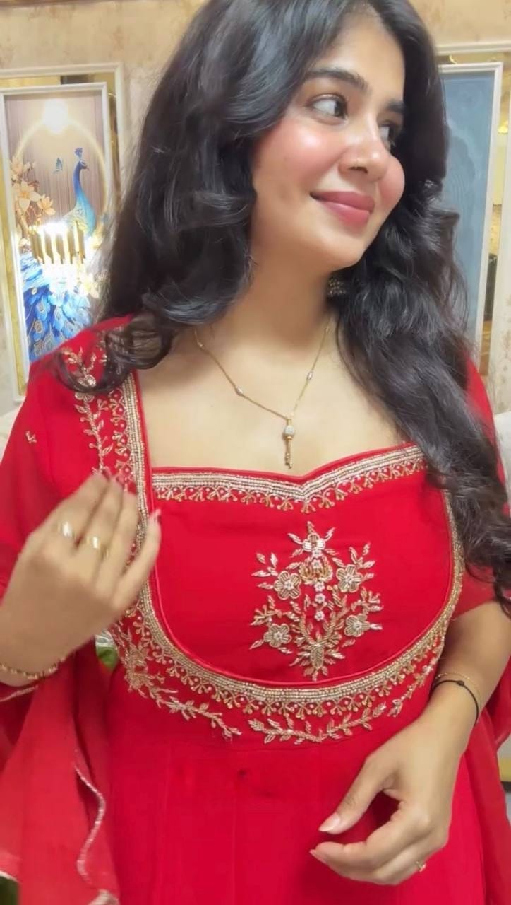 Exclusive Georgette Gown–Pant Set with Elegant Sequence Embroidery-LG-2022  ✨💃 💃✨