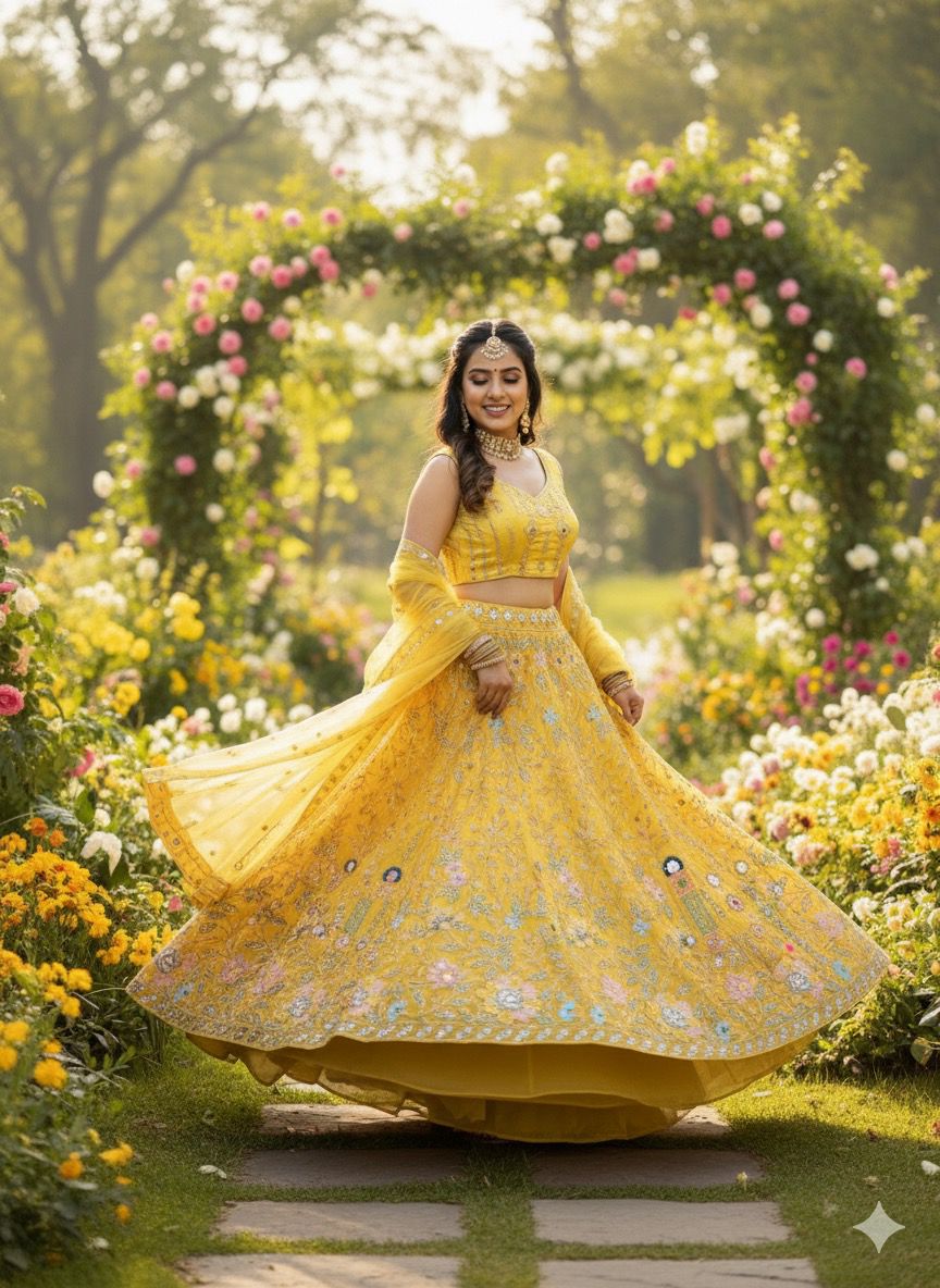 ✨ Premium Japan Satin Silk Real Mirror Embroidered Lehenga with Butterfly Net Dupatta ✨