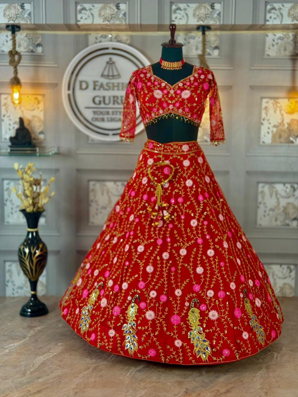 Premium Soft Net Lehenga with Sequins Embroidery & Matching Dupatta