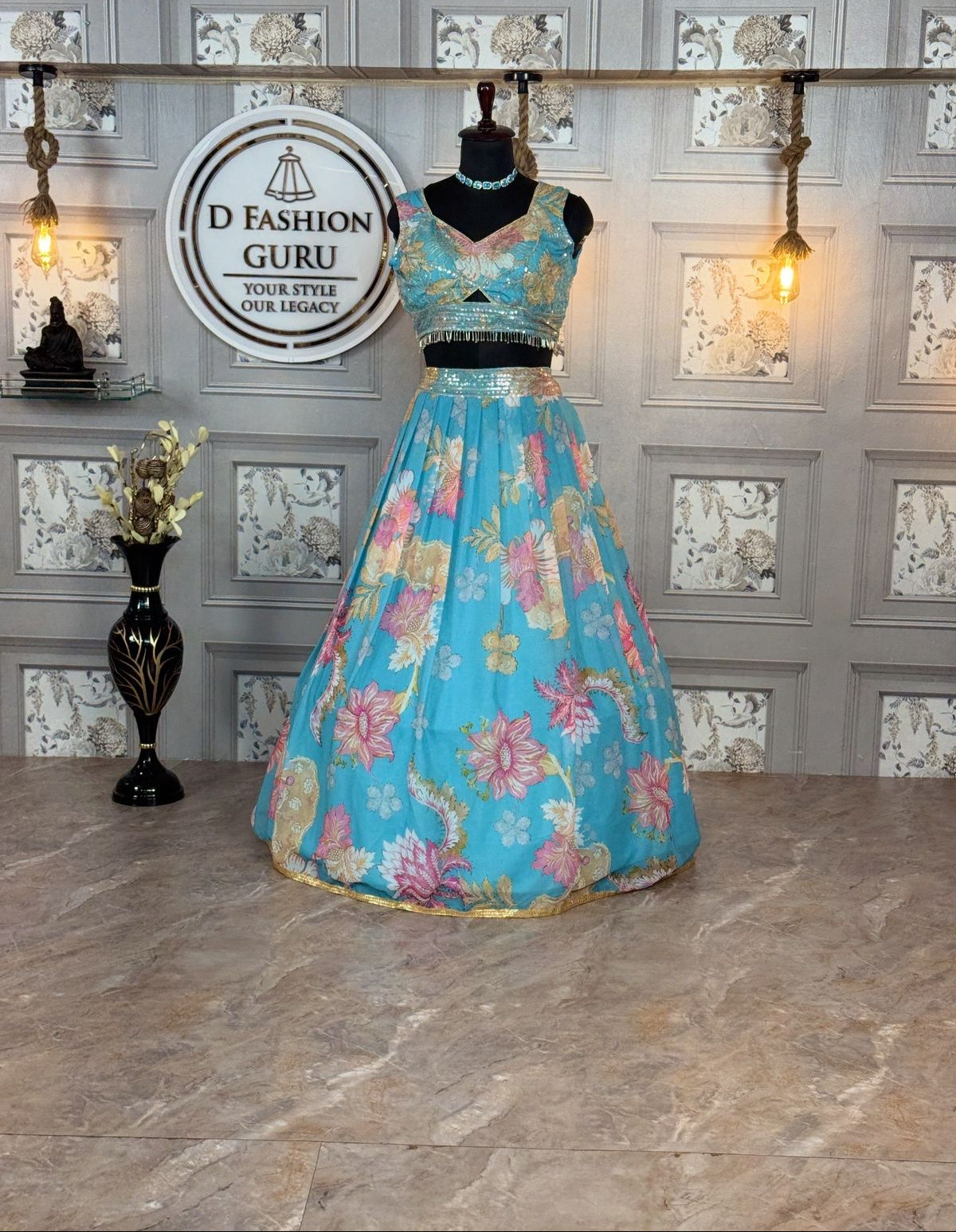 Designer Star Georgette Lehenga with Digital Print & Sequins Embroidery