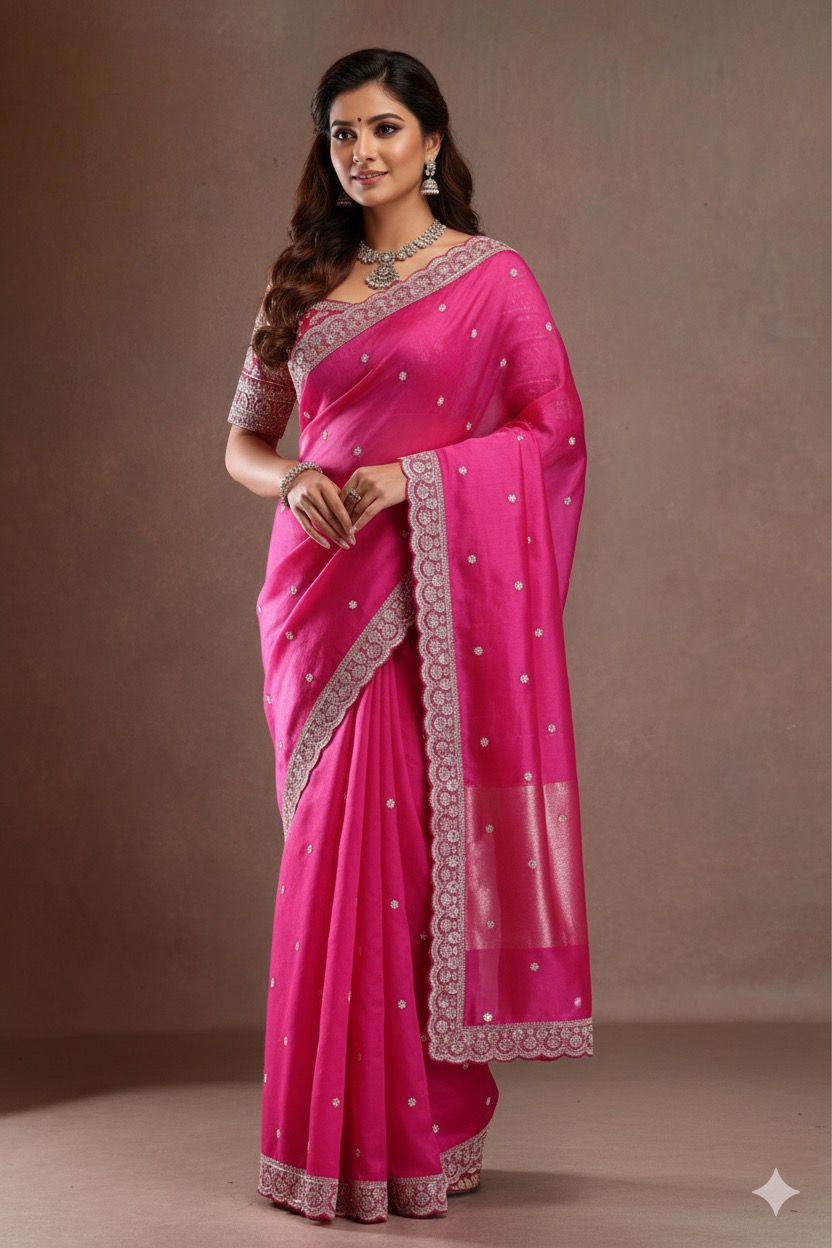✨ Elegant Tibby Silk Sequin Saree ✨