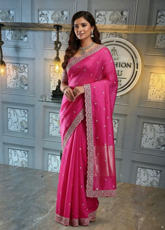 ✨ Elegant Tibby Silk Sequin Saree ✨
