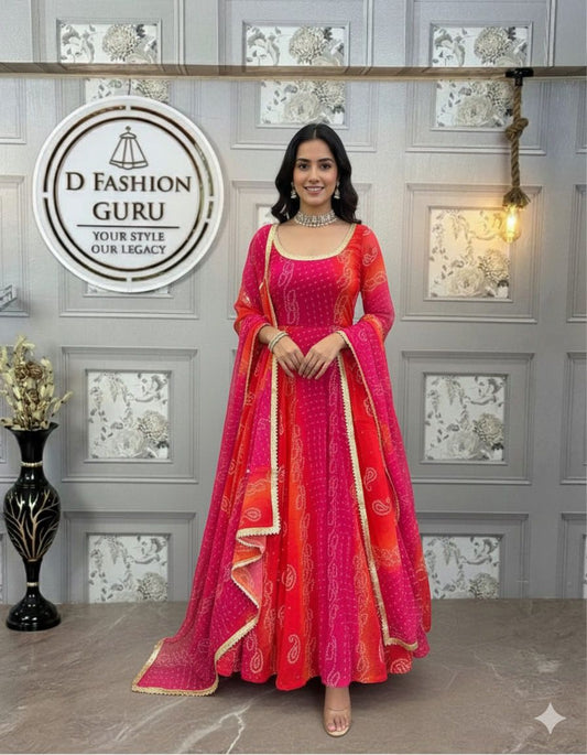 🌸 Digital Print Anarkali Set – A Symphony of Style and Comfort
