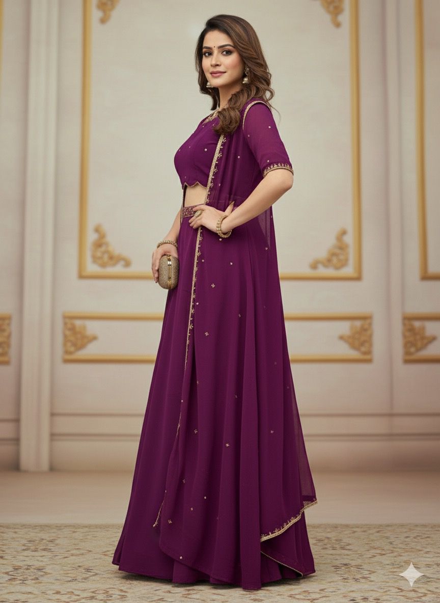 Lehenga • Blouse • Koti • Dupatta – All with Elegant Embroidery Work-ST-1121 .  🥻