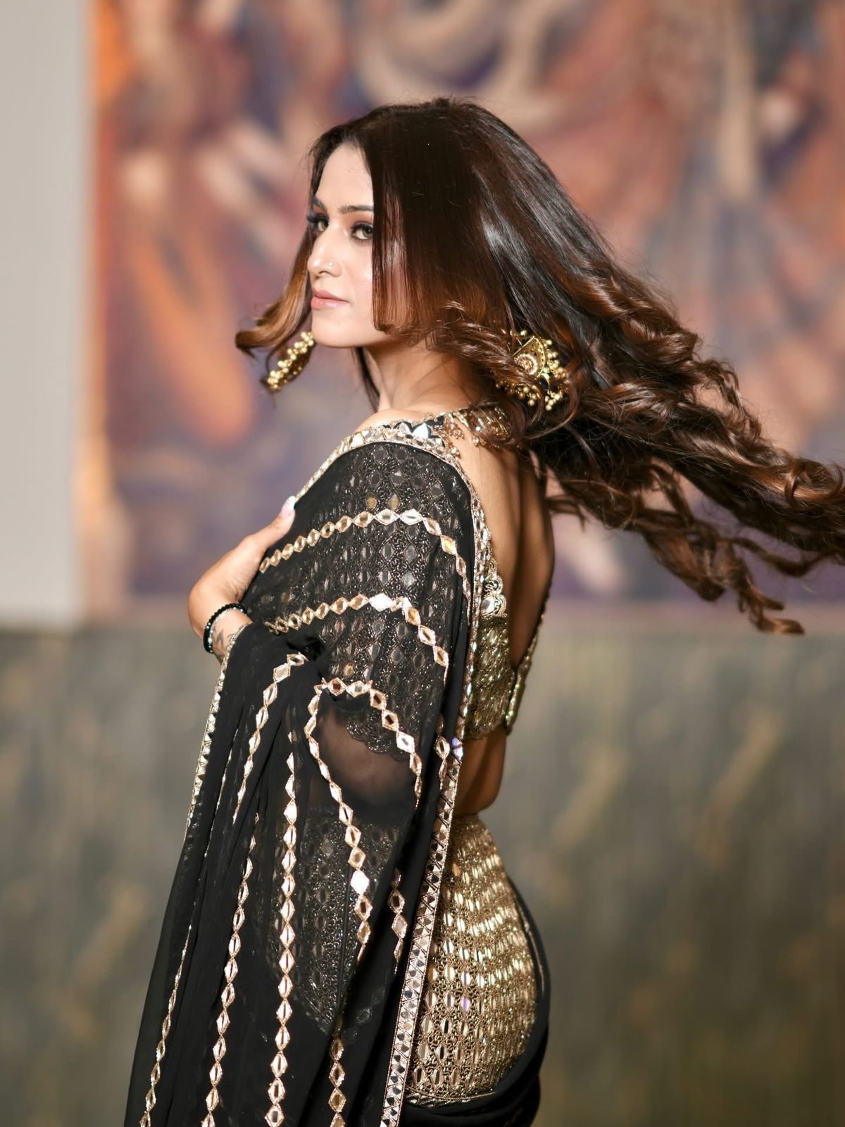 DFG Luxe Mirror-Embroidered Ready-to-Wear Saree-DFG-1812