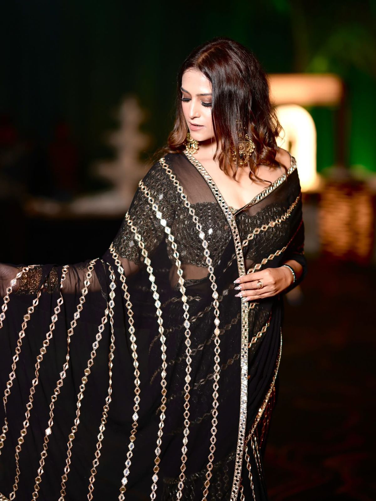 DFG Luxe Mirror-Embroidered Ready-to-Wear Saree-DFG-1812