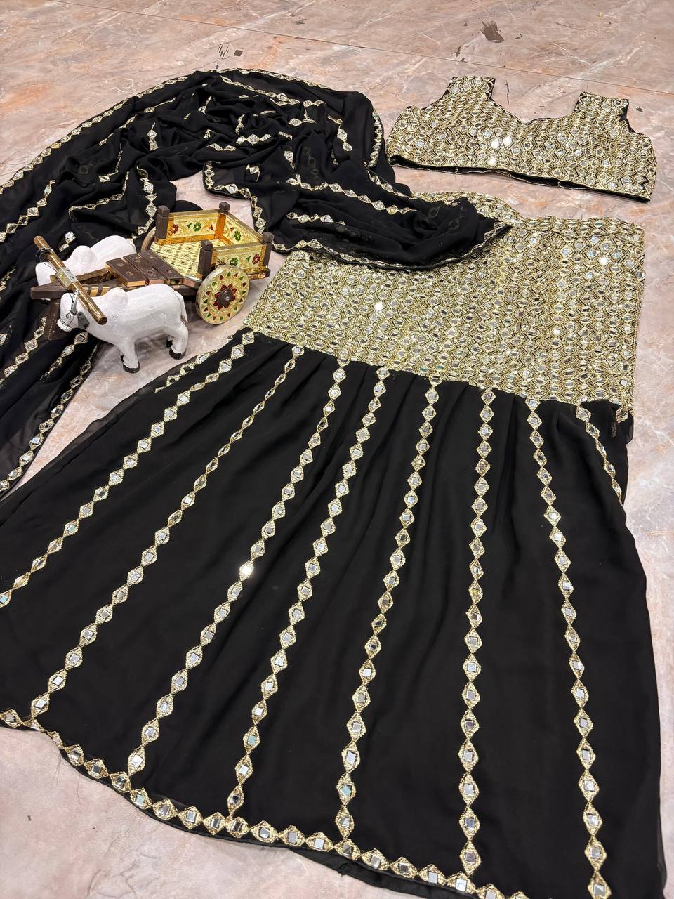 DFG Luxe Mirror-Embroidered Ready-to-Wear Saree-DFG-1812