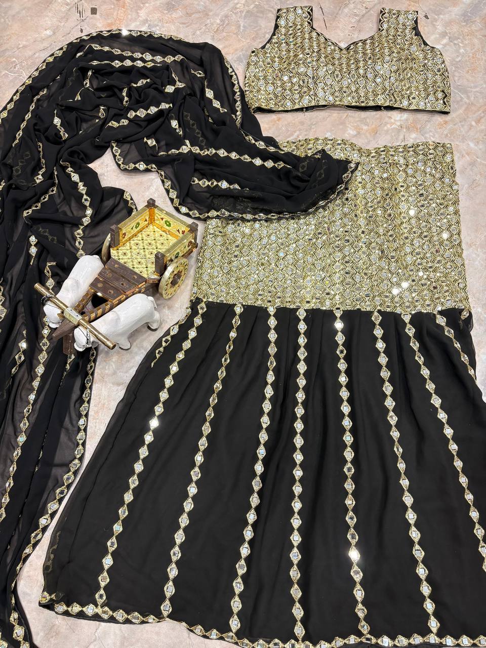 DFG Luxe Mirror-Embroidered Ready-to-Wear Saree-DFG-1812