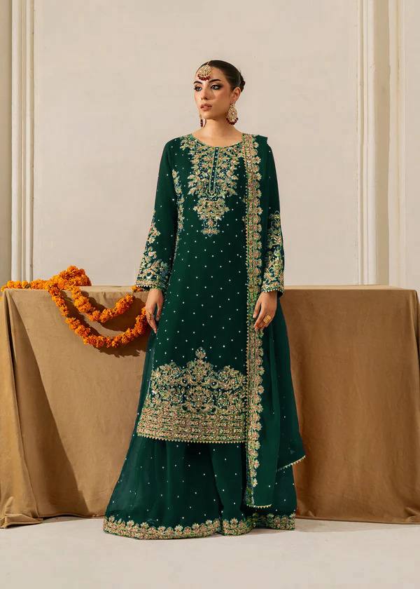 Green colour Festive Collection – Coding Sequin Work Plazo Suit for Women