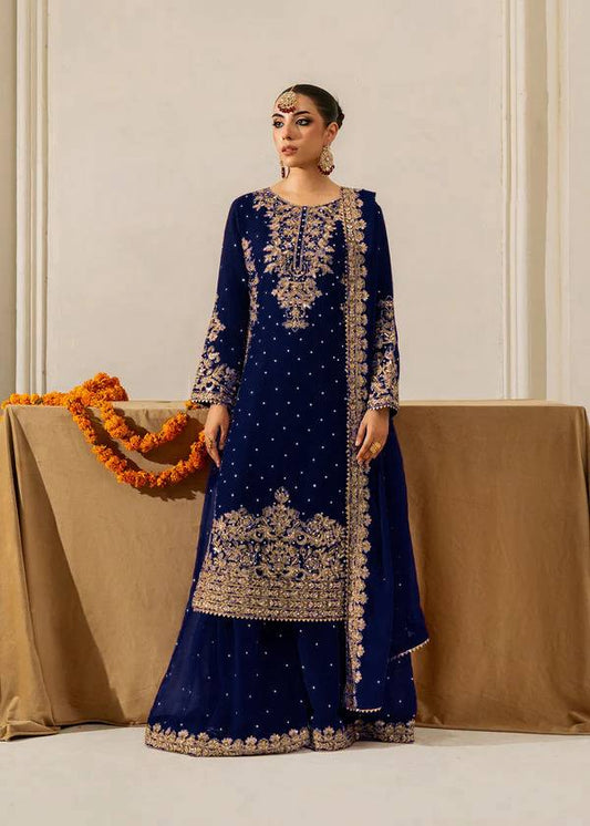 Blue colour Festive Collection – Coding Sequin Work Plazo Suit for Women
