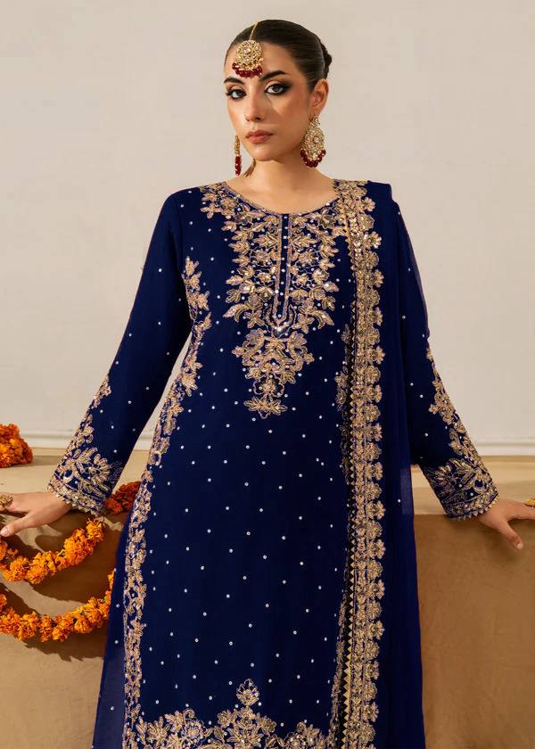 Blue colour Festive Collection – Coding Sequin Work Plazo Suit for Women
