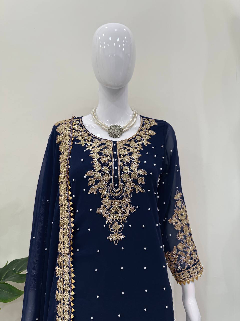 Blue colour Festive Collection – Coding Sequin Work Plazo Suit for Women