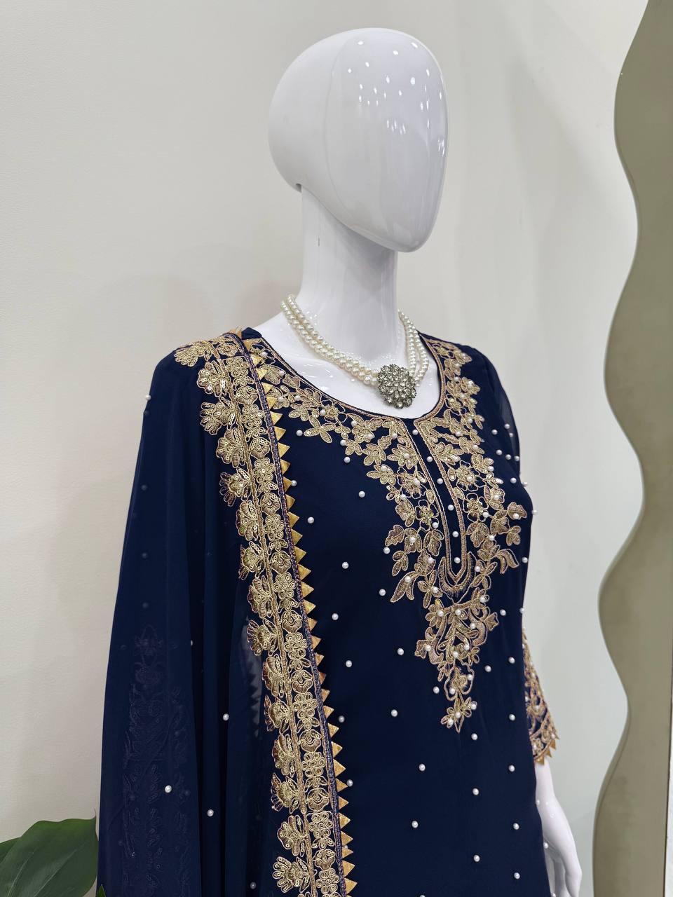 Blue colour Festive Collection – Coding Sequin Work Plazo Suit for Women