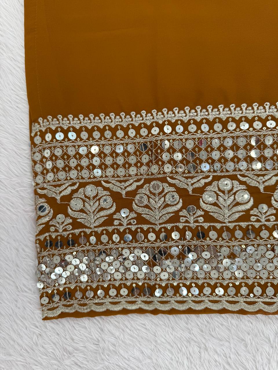 Elegant Faux Georgette Sharara Set with Embroidered Dupatta