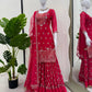 Premium Faux Georgette 3-Piece Sharara Set with Sequin Work