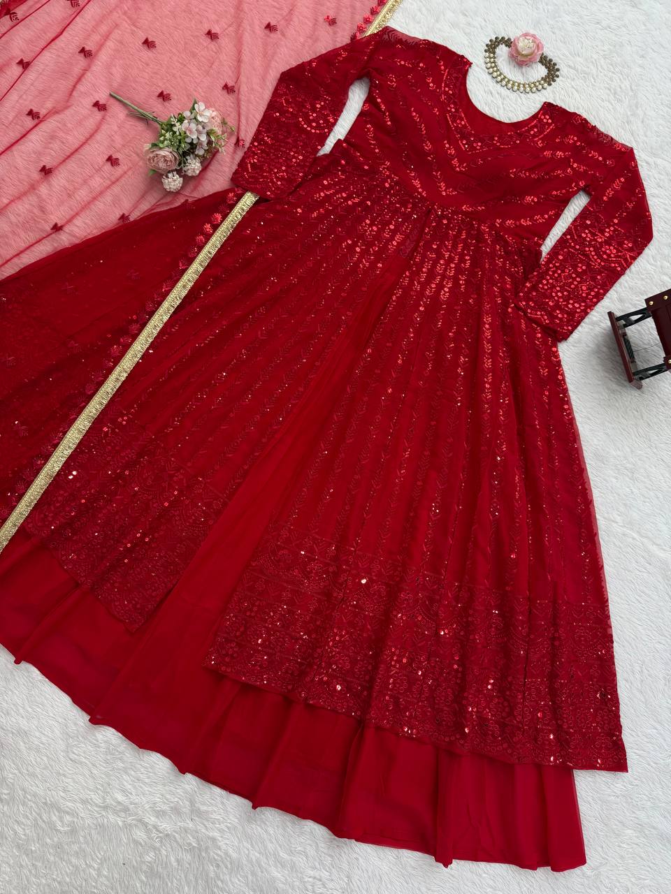 Graceful Faux Georgette Lehenga Choli Set with Sequins Work