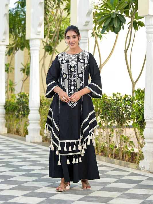 Elegant Reyon Cotton Plazo Set – Real Mirror Detailing