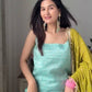 Designer Chinon Silk Suit with Plazo & Dupatta