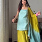 Designer Chinon Silk Suit with Plazo & Dupatta