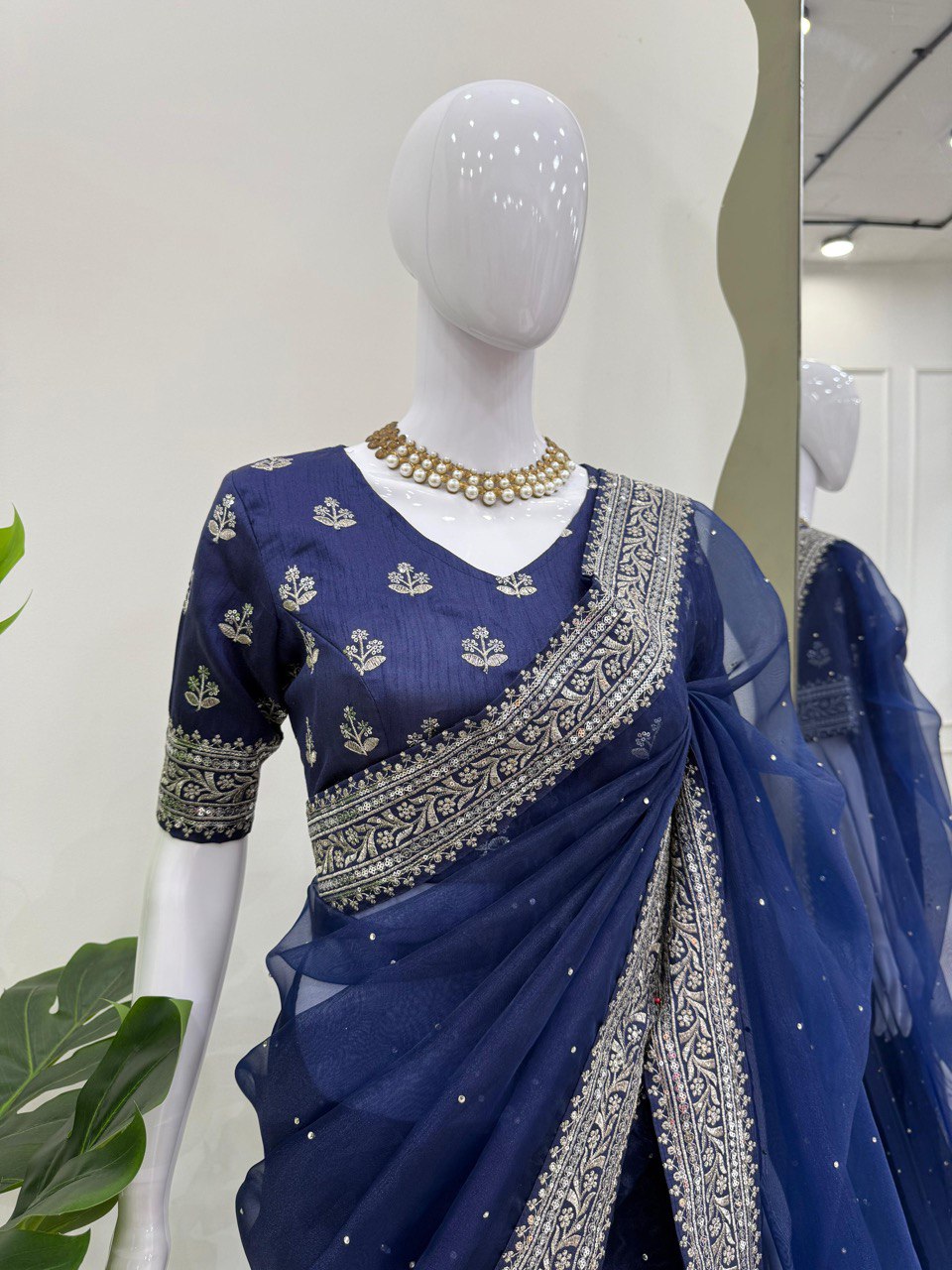 Heavy Organza Silk Designer Saree with LCD Diamond & Sequin Embroidery