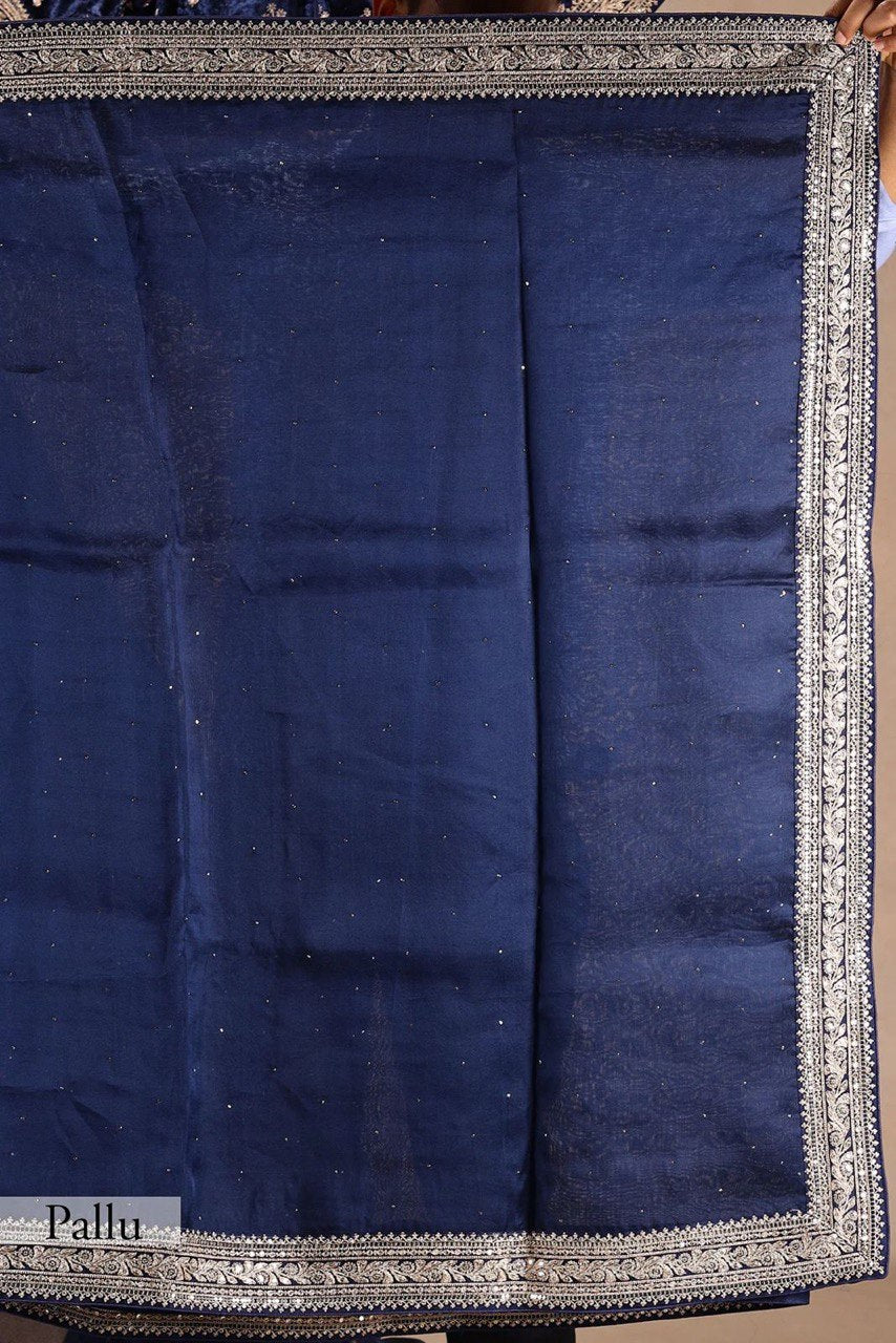 Heavy Organza Silk Designer Saree with LCD Diamond & Sequin Embroidery