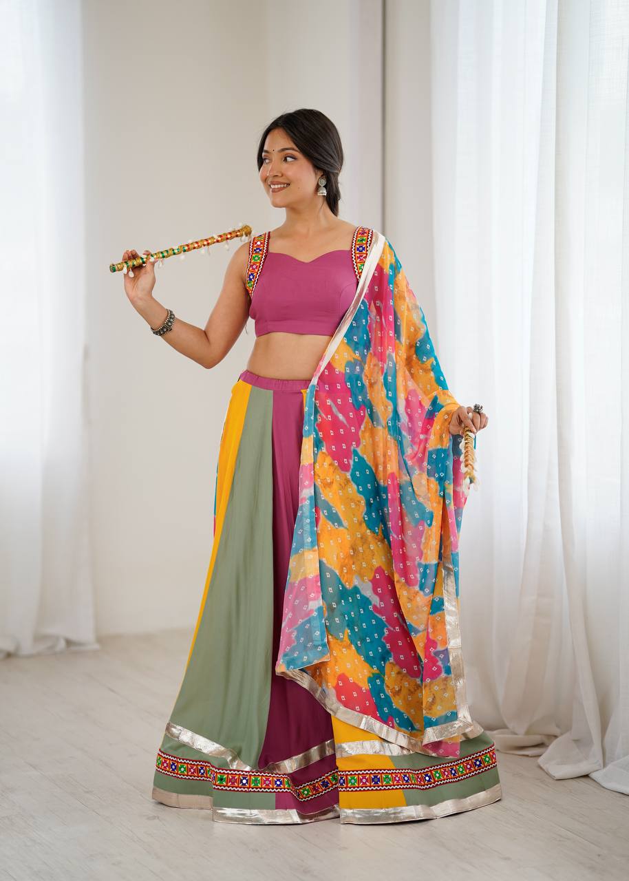 Heavy Rayon Lehenga Set with Real Mirror & Gamthi Thread Work | 4-Meter Flair