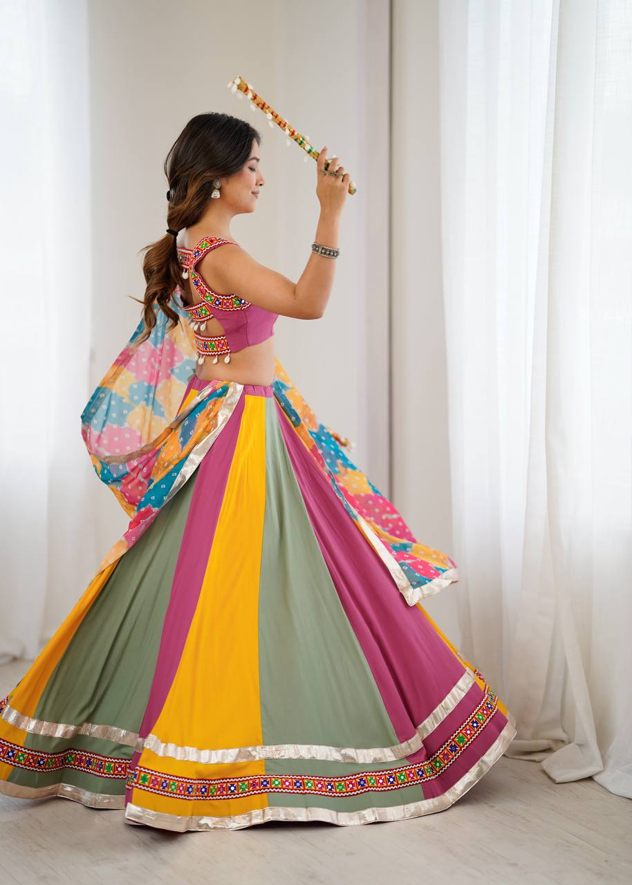 Heavy Rayon Lehenga Set with Real Mirror & Gamthi Thread Work | 4-Meter Flair