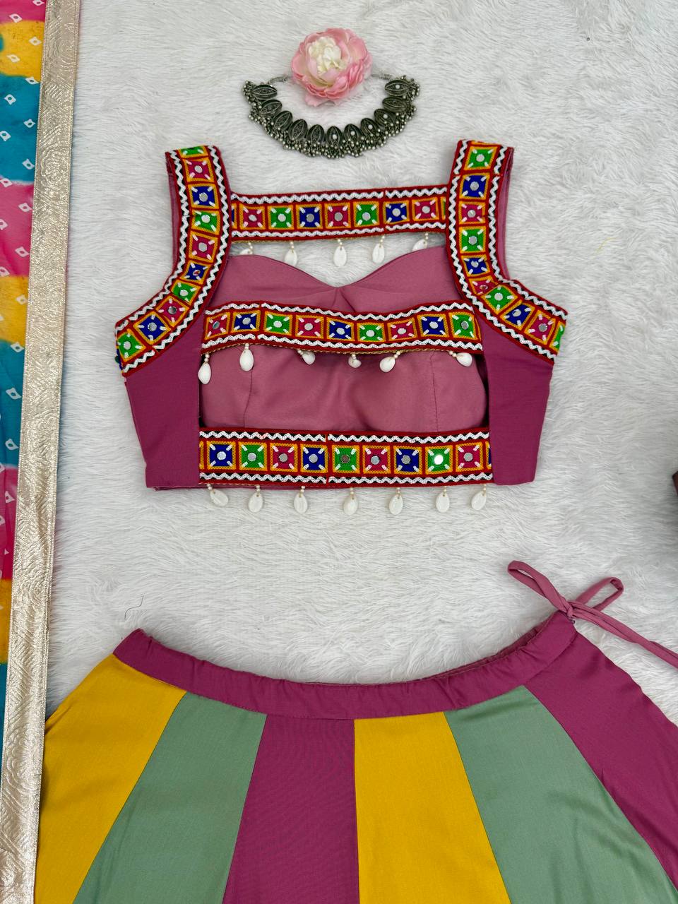 Heavy Rayon Lehenga Set with Real Mirror & Gamthi Thread Work | 4-Meter Flair