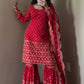 Faux Georgette Sharara Set with 9mm Sequin & Thread Work