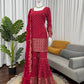 Faux Georgette Sharara Set with 9mm Sequin & Thread Work