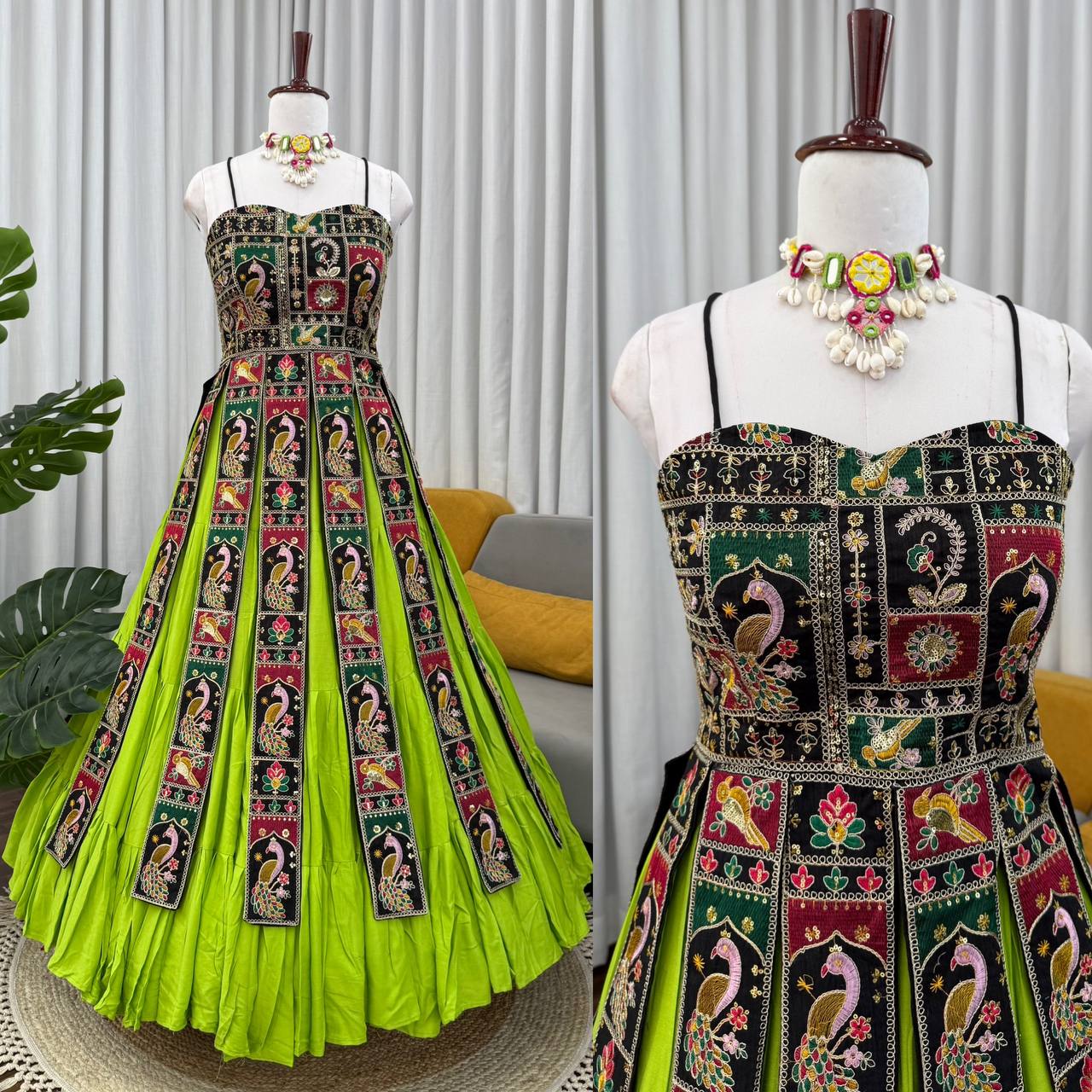 Designer Bangalore Top & Faux Georgette Lehenga Set with Sequin & Dori Work