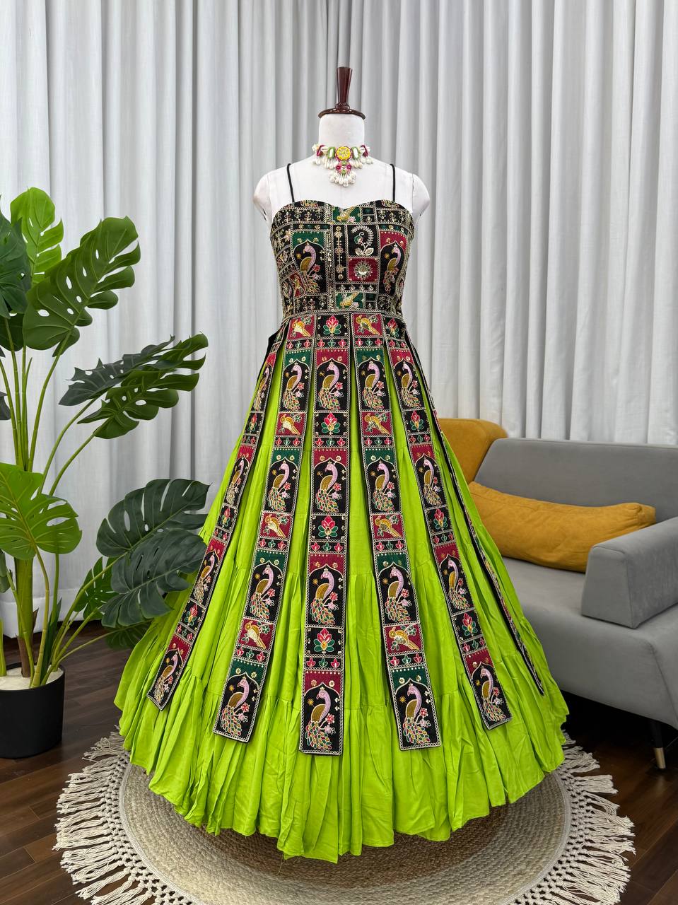 Designer Bangalore Top & Faux Georgette Lehenga Set with Sequin & Dori Work