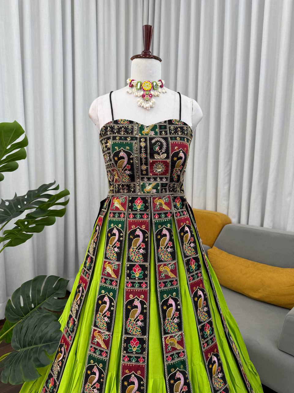 Designer Bangalore Top & Faux Georgette Lehenga Set with Sequin & Dori Work