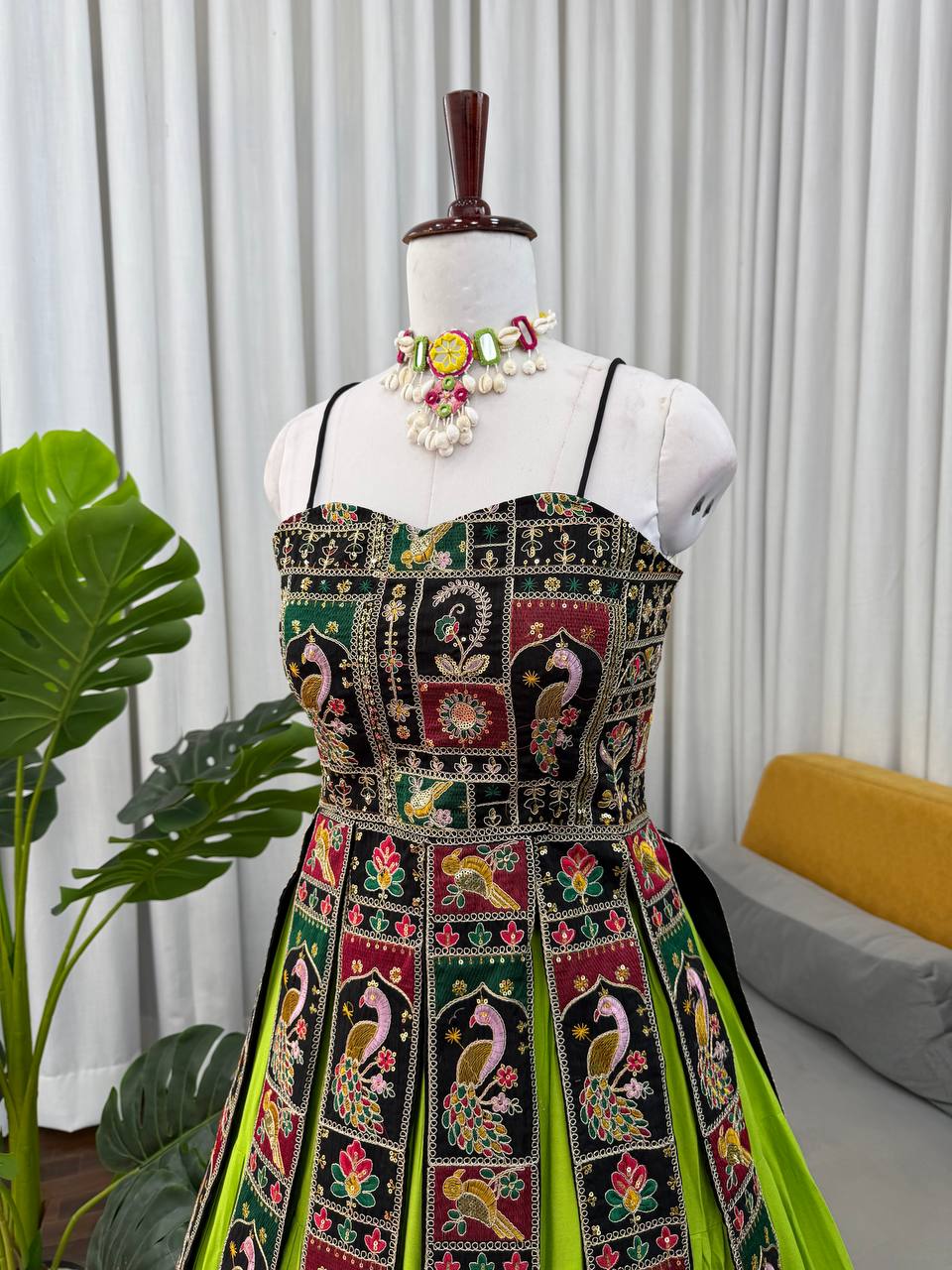 Designer Bangalore Top & Faux Georgette Lehenga Set with Sequin & Dori Work