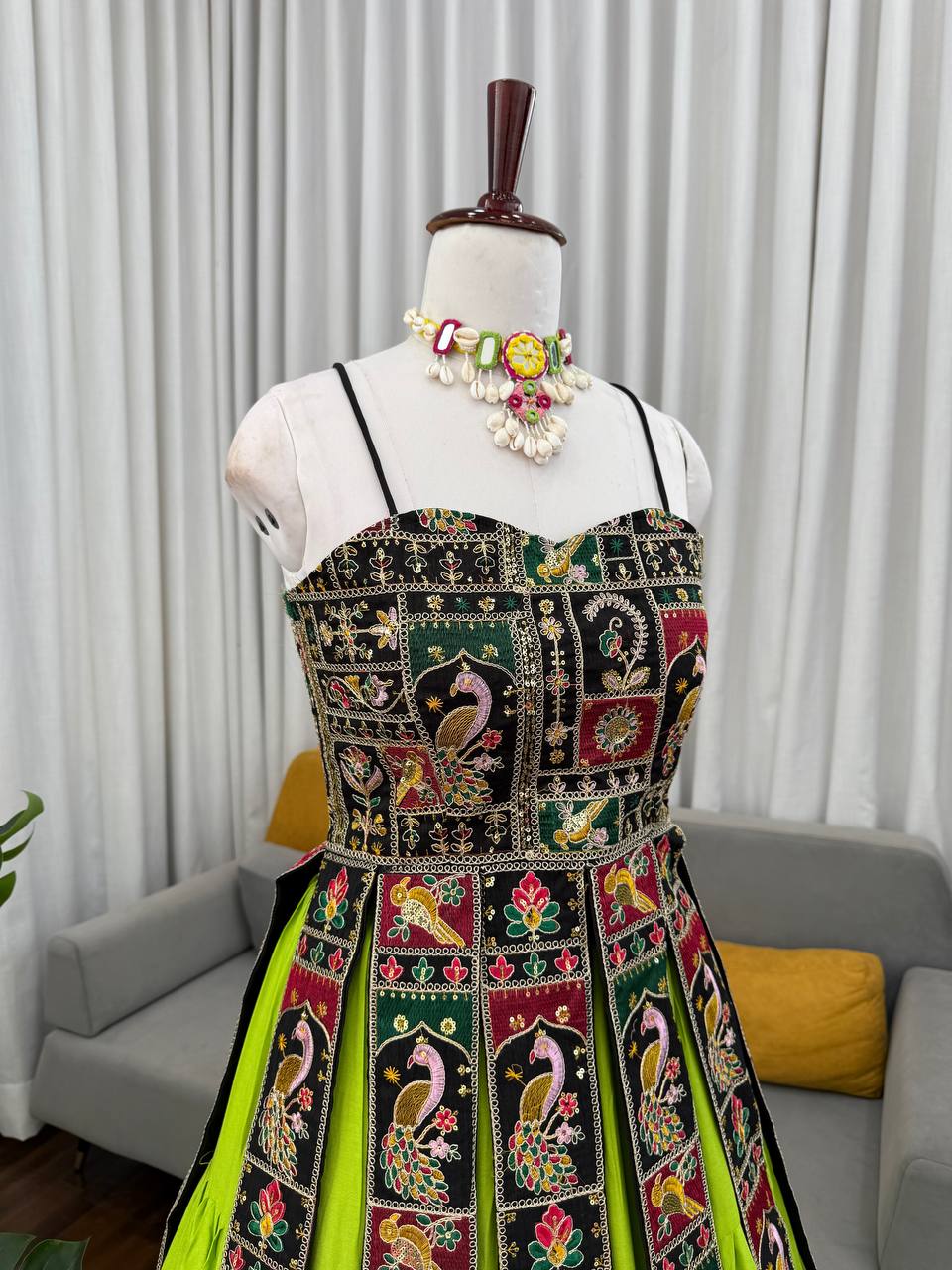 Designer Bangalore Top & Faux Georgette Lehenga Set with Sequin & Dori Work