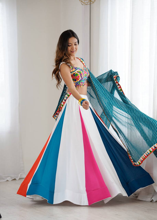 Designer Heavy Rayon Lagdi Patta Lehenga Set with Real Mirror, Kodi & Gamthi Work | 4-Meter Flair