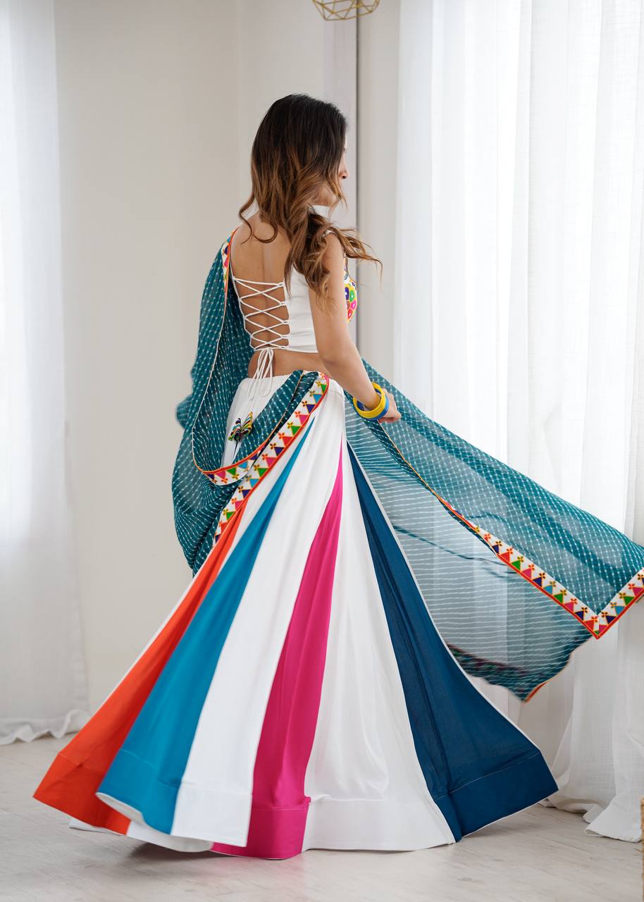Designer Heavy Rayon Lagdi Patta Lehenga Set with Real Mirror, Kodi & Gamthi Work | 4-Meter Flair