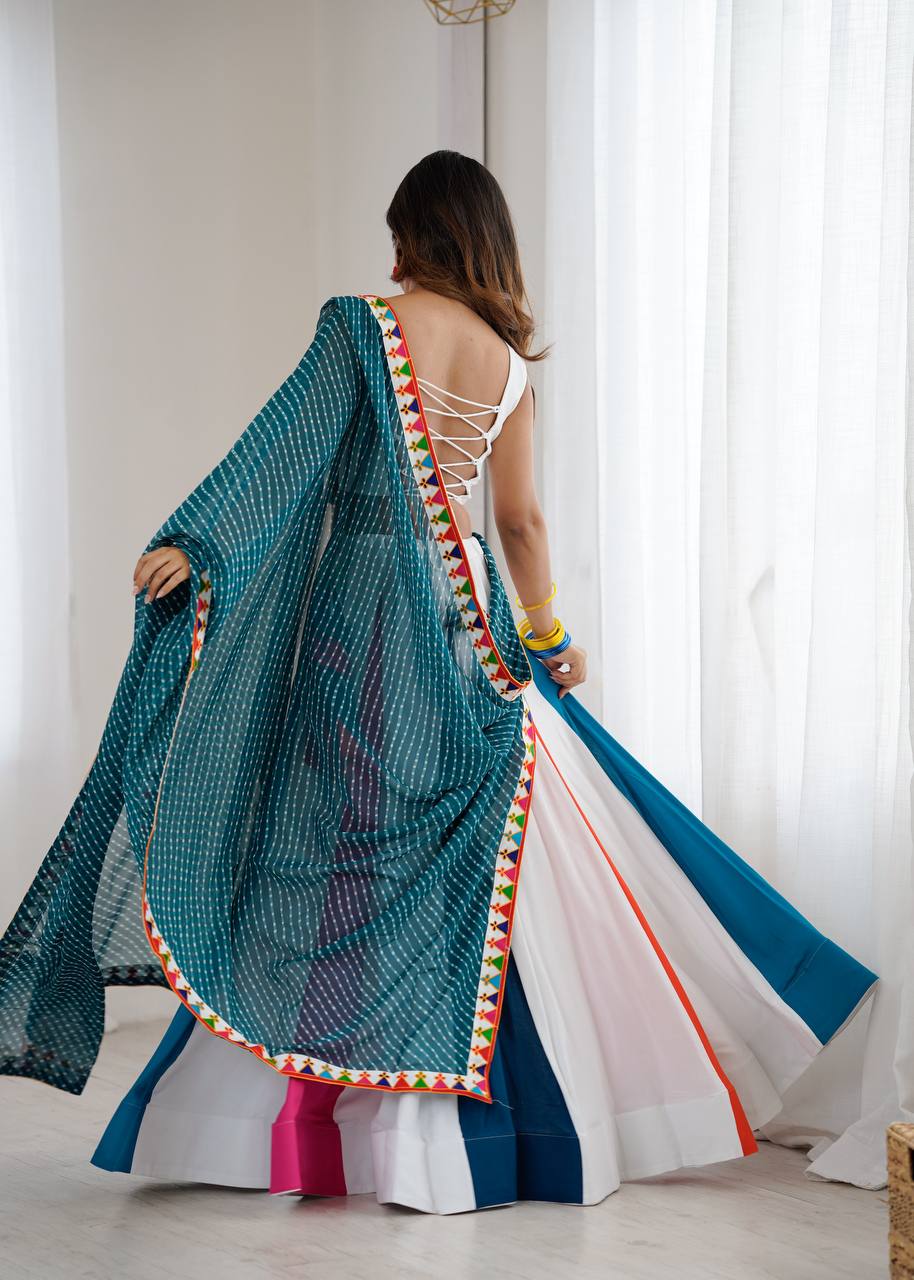 Designer Heavy Rayon Lagdi Patta Lehenga Set with Real Mirror, Kodi & Gamthi Work | 4-Meter Flair