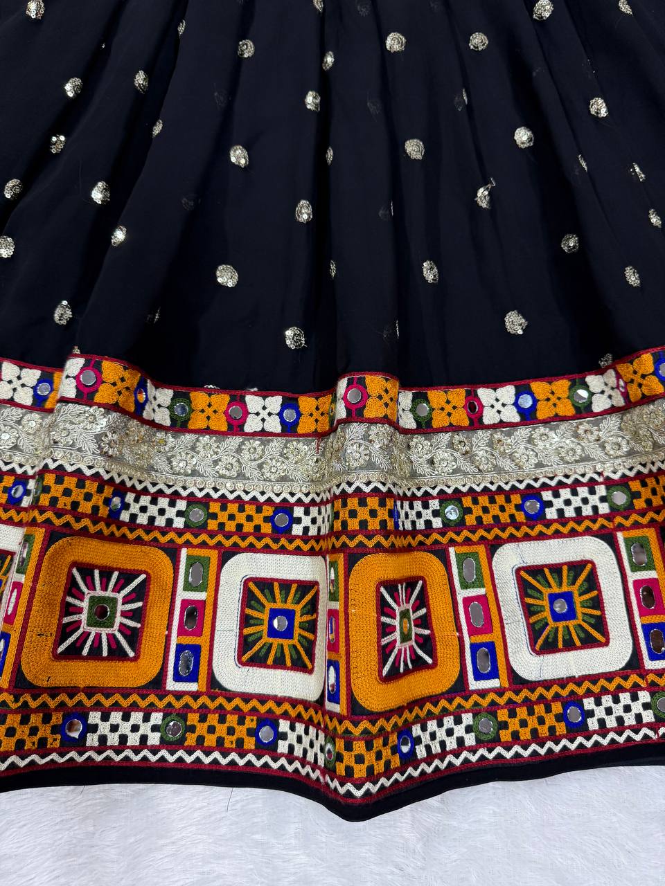 Designer Heavy Faux Georgette Lehenga Set with Real Mirror & Gamthi Thread Work | 4-Meter Flair