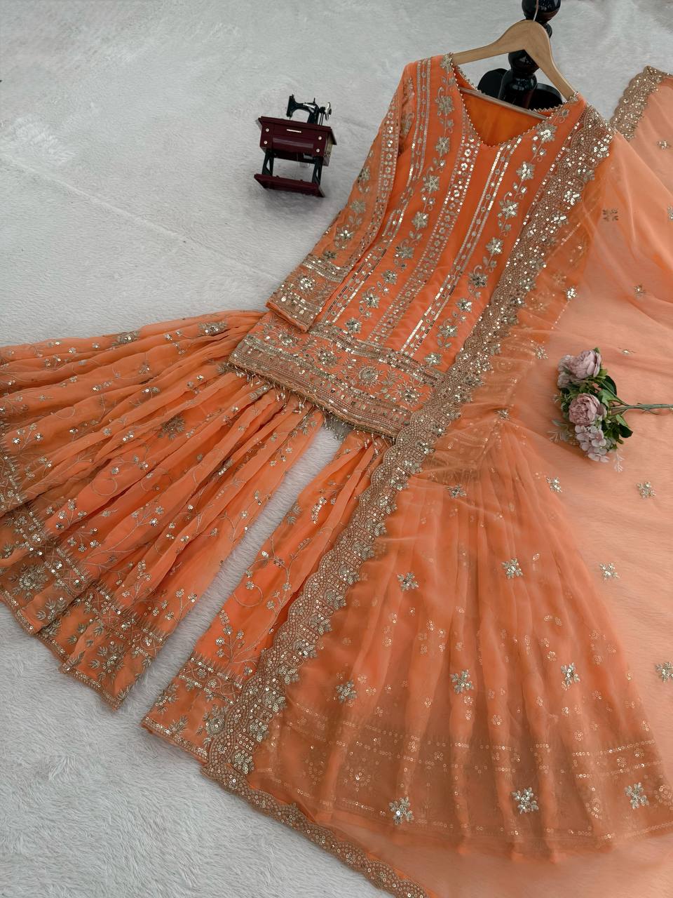 🌸 Effortless Elegance – 3-Piece Sharara Set 🌸
