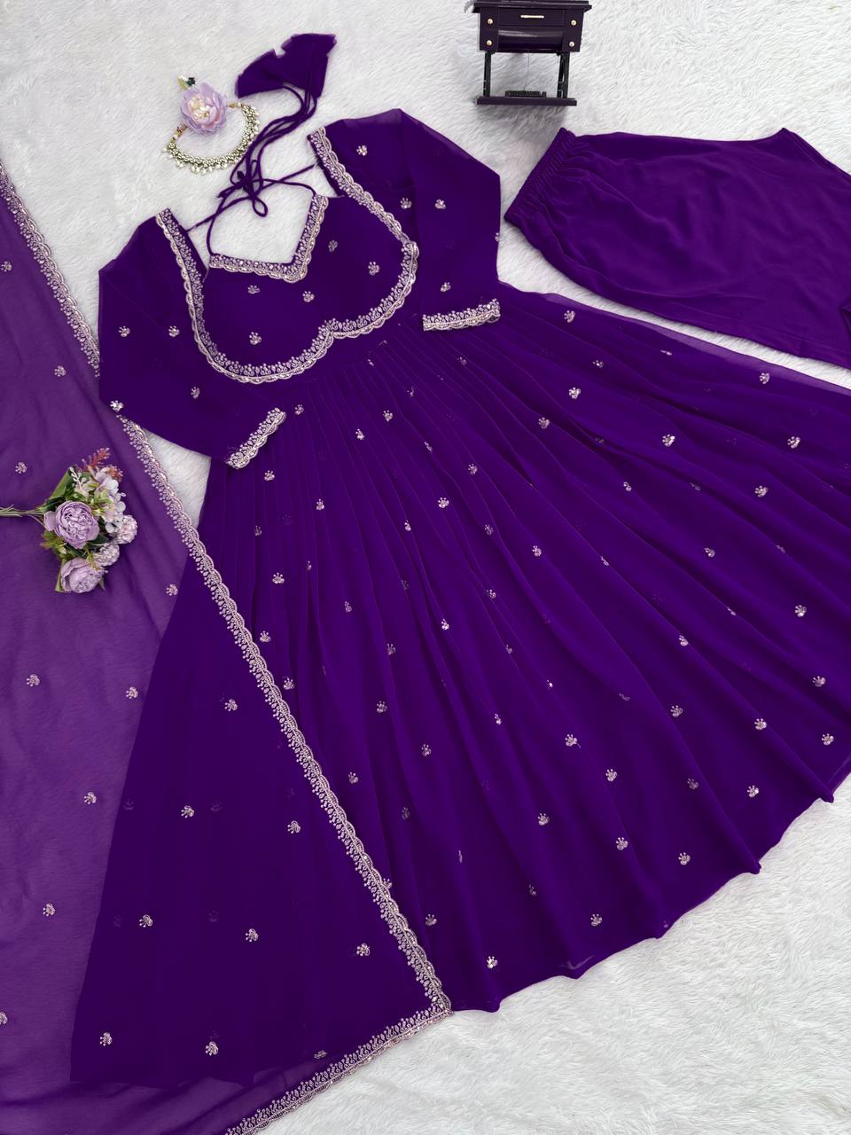 ✨ Designer 3-Piece Anarkali Set – Grace & Comfort Combined