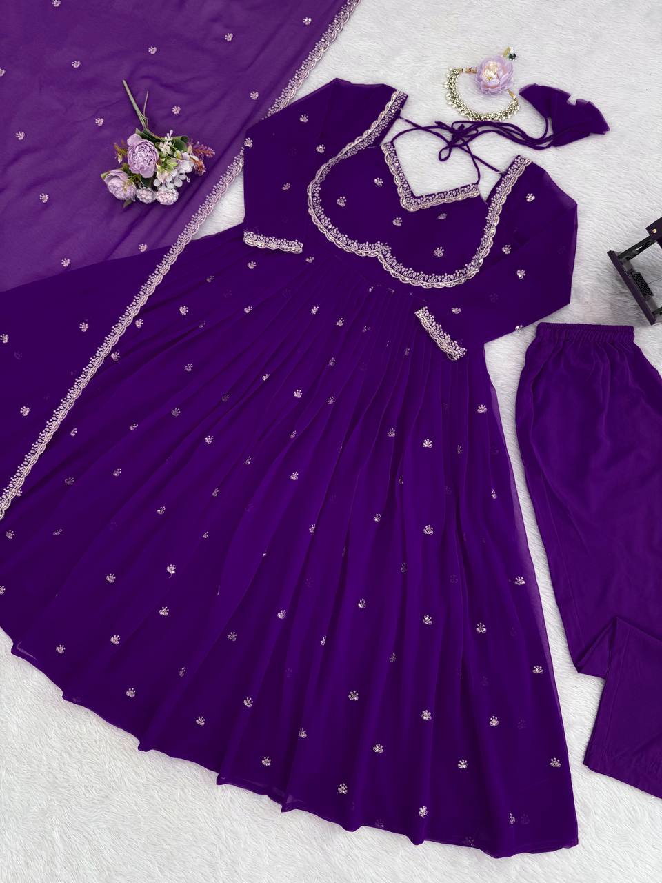 ✨ Designer 3-Piece Anarkali Set – Grace & Comfort Combined