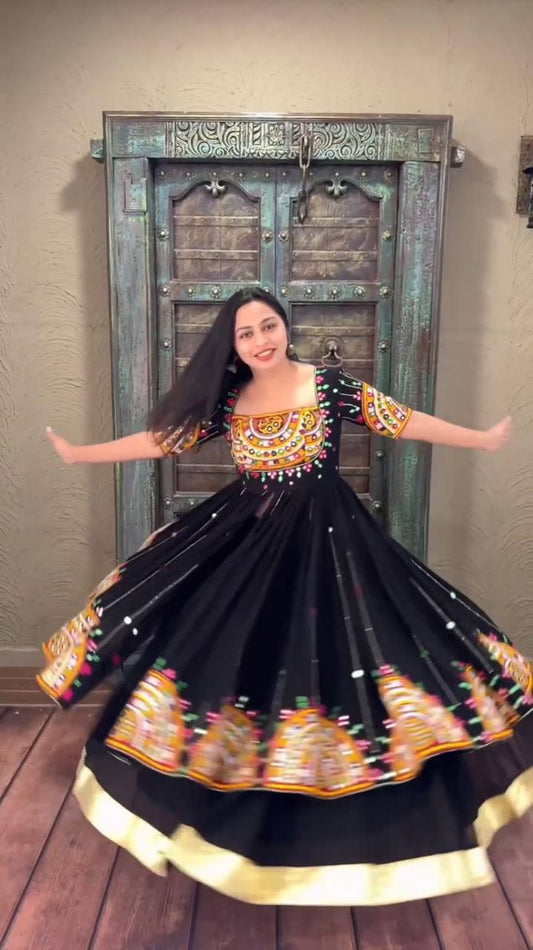 Black Navratri Special Embroidered Gown