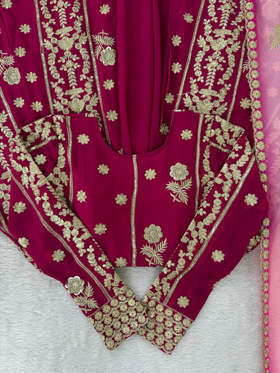 ✨ Maroon Sequence Embroidered Lehenga with Dupatta